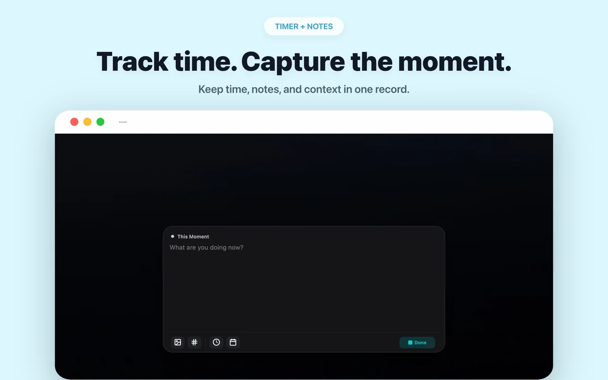 Dark Knoself for Mac timer and micro-log editor